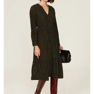 Rails Olive Batik Maple Cheetah Drawstring Midi Dress